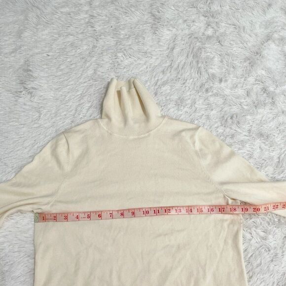 Women Talbots Petite Cotton Blend Turtleneck Sweatshirt in Cream Size Large - Picture 3 of 8
